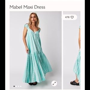 Free people Mabel dress Beautiful turquoise striped flower maxi dress